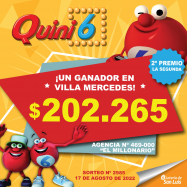 ¡Premio de Quini 6 en Villa Mercedes en la modalidad La Segunda!